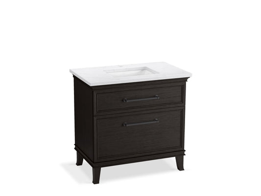 KOHLER K-CM33559-BD3-BTL 36" bathroom vanity cabinet with sink and quartz top  -  Carbon Oak