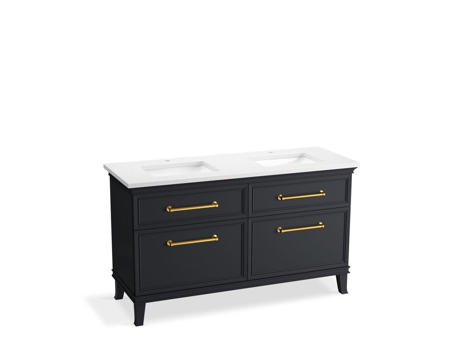 KOHLER K-CM33560-BD5-XWB 60" bathroom vanity cabinet with sinks and quartz top  -  Slate Grey