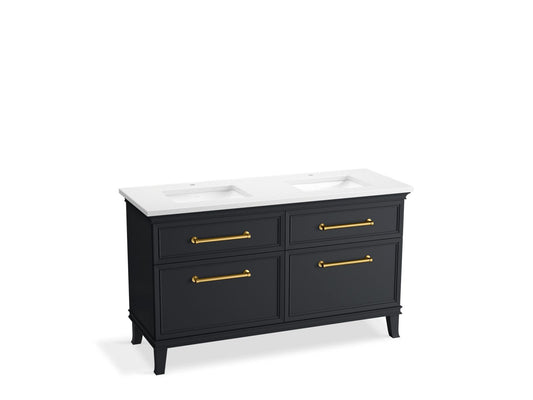 KOHLER K-CM33560-BD5-XWB 60" bathroom vanity cabinet with sinks and quartz top  -  Slate Grey