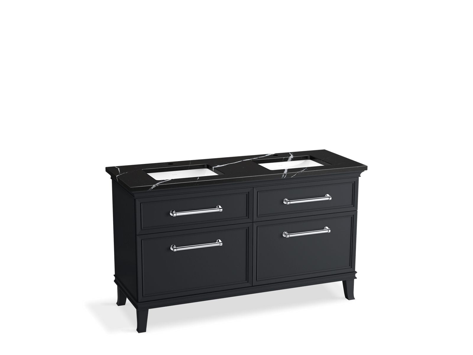 KOHLER K-CM33560-BD5-XEC 60" bathroom vanity cabinet with sinks and quartz top  -  Slate Grey