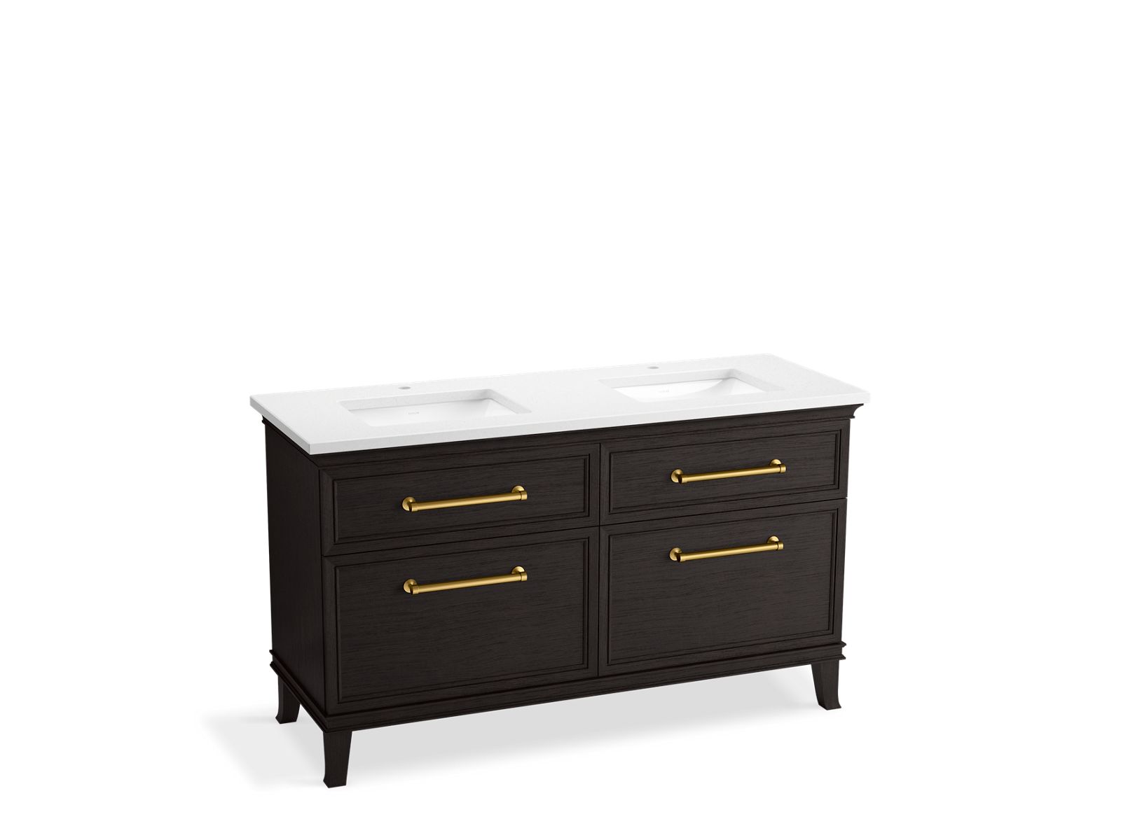 KOHLER K-CM33560-BD5-BWB 60" bathroom vanity cabinet with sinks and quartz top  -  Carbon Oak