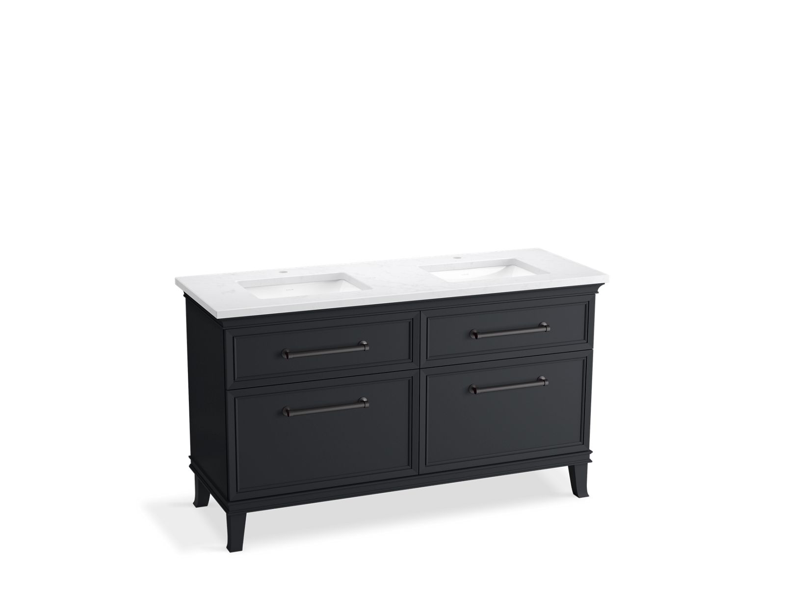 KOHLER K-CM33560-BD5-XTL 60" bathroom vanity cabinet with sinks and quartz top  -  Slate Grey
