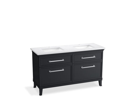 KOHLER K-CM33560-BD5-XTC 60" bathroom vanity cabinet with sinks and quartz top  -  Slate Grey