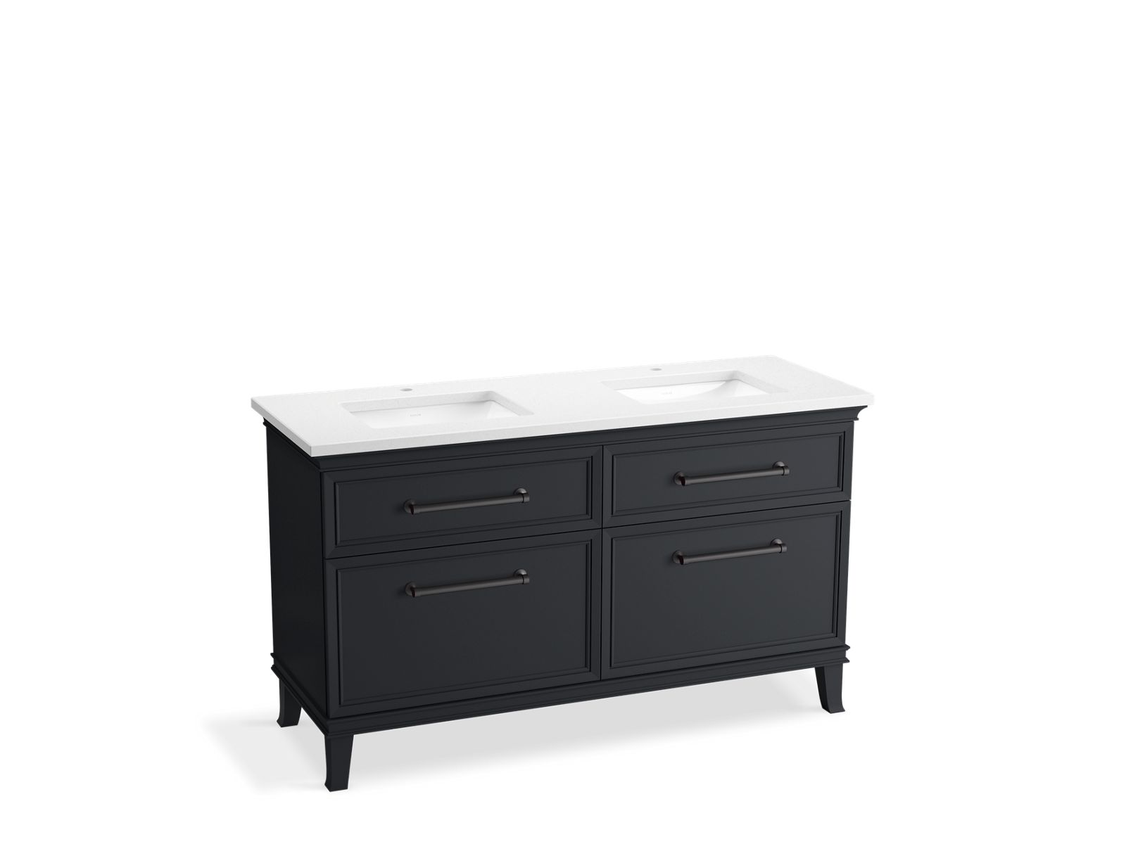 KOHLER K-CM33560-BD5-XWL 60" bathroom vanity cabinet with sinks and quartz top  -  Slate Grey