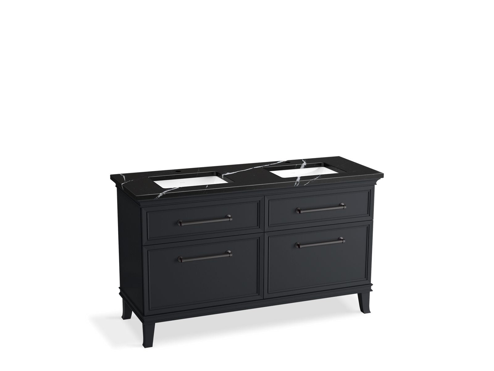KOHLER K-CM33560-BD5-XEL 60" bathroom vanity cabinet with sinks and quartz top  -  Slate Grey