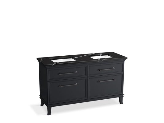 KOHLER K-CM33560-BD5-XEL 60" bathroom vanity cabinet with sinks and quartz top  -  Slate Grey