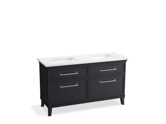 KOHLER K-CM33560-BD5-XWN 60" bathroom vanity cabinet with sinks and quartz top  -  Slate Grey