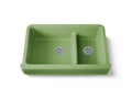 KOHLER K-6426-34 Whitehaven Smart Divide 35-1/2" Undermount Double-Bowl Farmhouse Kitchen Sink With Short Apron - Fresh Green