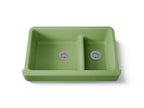 KOHLER K-6426-34 Whitehaven Smart Divide 35-1/2" Undermount Double-Bowl Farmhouse Kitchen Sink With Short Apron - Fresh Green
