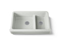 KOHLER K-6426-FF Whitehaven Smart Divide 35-1/2" Undermount Double-Bowl Farmhouse Kitchen Sink With Short Apron - Sea Salt