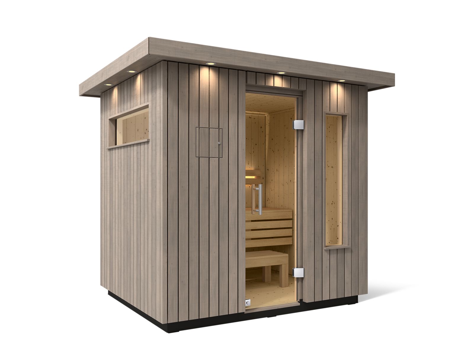 KOHLER K-40044-1FNC-WGS Three-person Outdoor Sauna  -  Weathered Grey Spruce