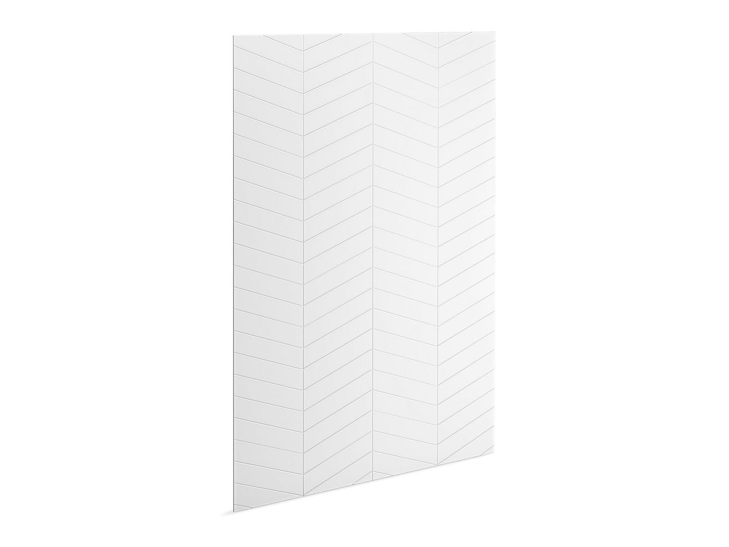 KOHLER K-39438-T09-HW1 Stoneridge 96" x 60" shower back wall with chevron design - Honed White