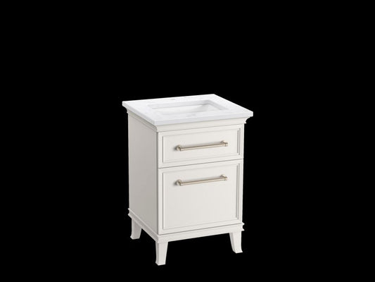 KOHLER K-CM29469-BD1-ATN 24" bathroom vanity cabinet with sink and quartz top  -  Linen White