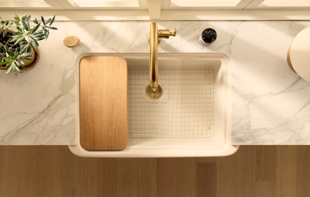 KOHLER K-36250-PC-0 Audrine By Studio Mcgee 35-1/2" Undermount Single-Bowl Farmhouse Workstation Kitchen Sink - White