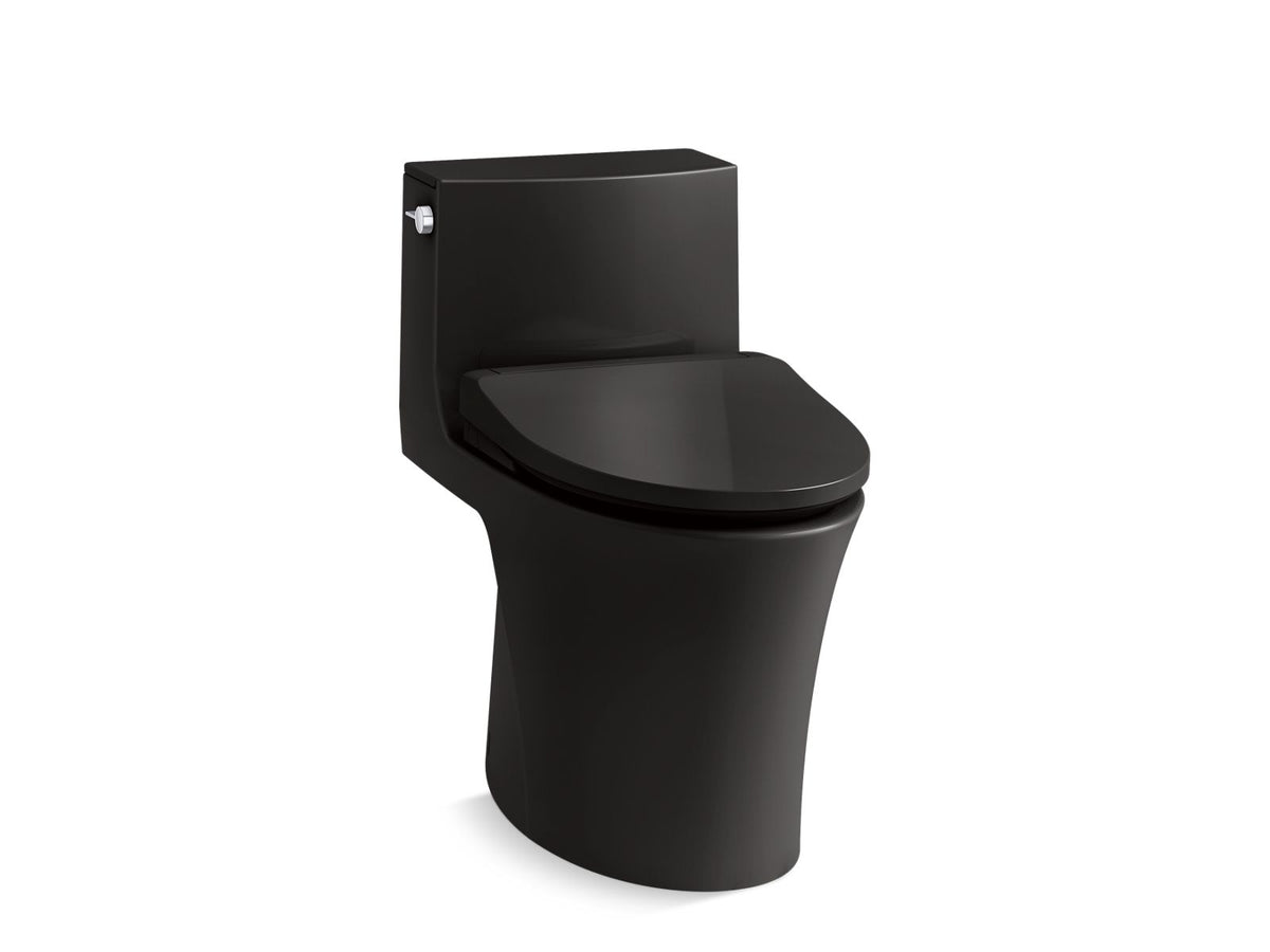 KOHLER K-1381-TBHHC-7 Veil Hidden Cord One-Piece Elongated Toilet With Skirted Trapway, Dual-Flush - Black Black