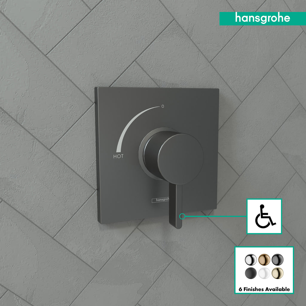 HANSGROHE 15724341 Ecostat Square Pressure Balance Trim - Brushed Black Chrome