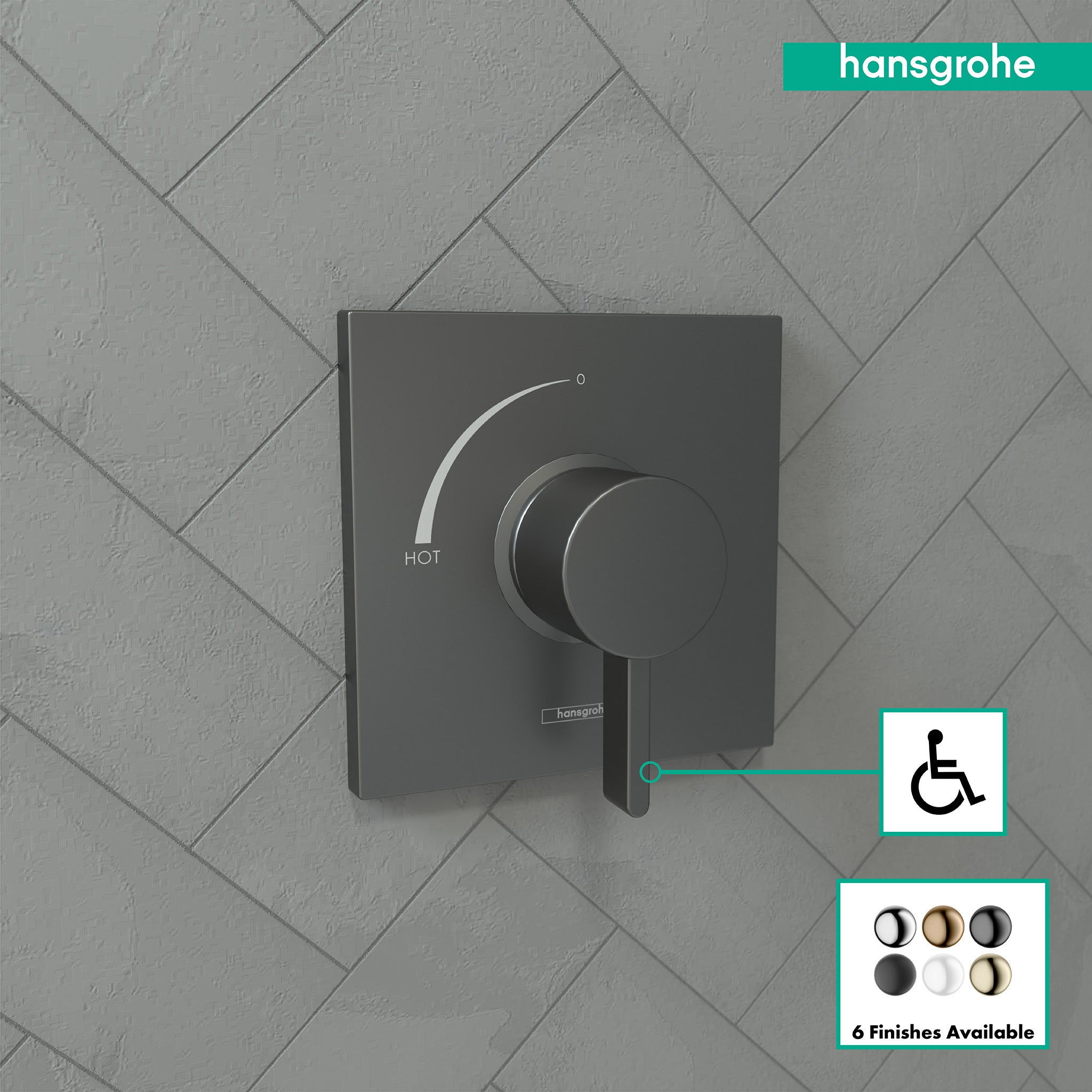HANSGROHE 15724341 Ecostat Square Pressure Balance Trim - Brushed Black Chrome
