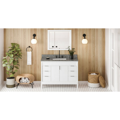 JEFFREY ALEXANDER VKITTHE48WHBOR 48" White Theodora Vanity, Boulder Cultured Marble Vanity Top, undermount rectangle bowl - White