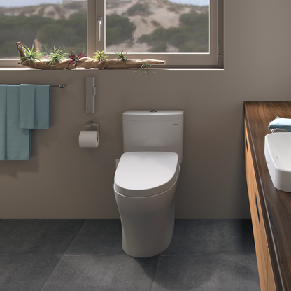 TOTO CST646CEMFGNAT40#01 Aquia Iv One-Piece Elongated Dual Flush 1.28 And 0.9 Gpf Washlet+ And Auto Flush Ready Toilet With Cefiontect - Cotton White