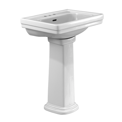 TOTO LPT532.4N#01 Promenade 24" X 19-1/4" Rectangular Pedestal Bathroom Sink For 4 Inch Center Faucets - Cotton White