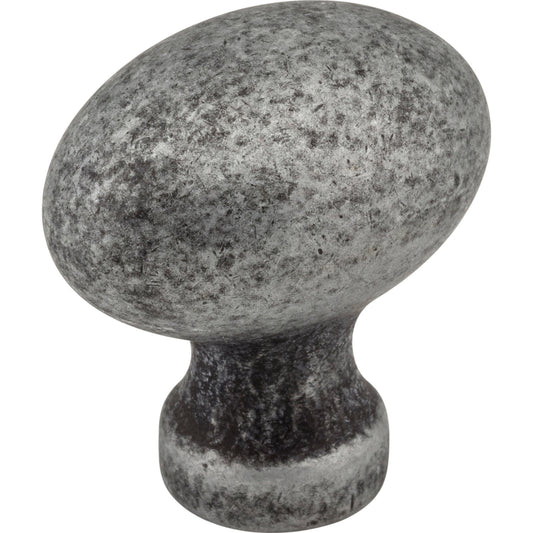 JEFFREY ALEXANDER 3990-SIM Bordeaux 1-3/16" Length Oval Knob - Distressed Antique Silver