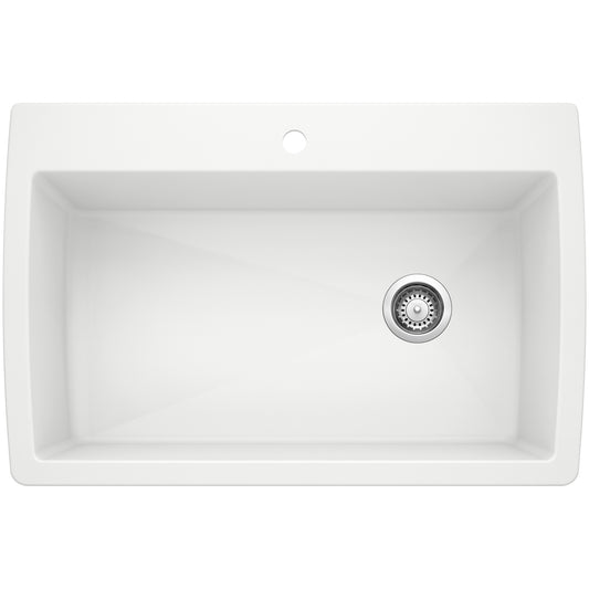 BLANCO 440195 Diamond Diamond SILGRANIT 33.5" Super Single Dual Mount Kitchen Sink - White in White