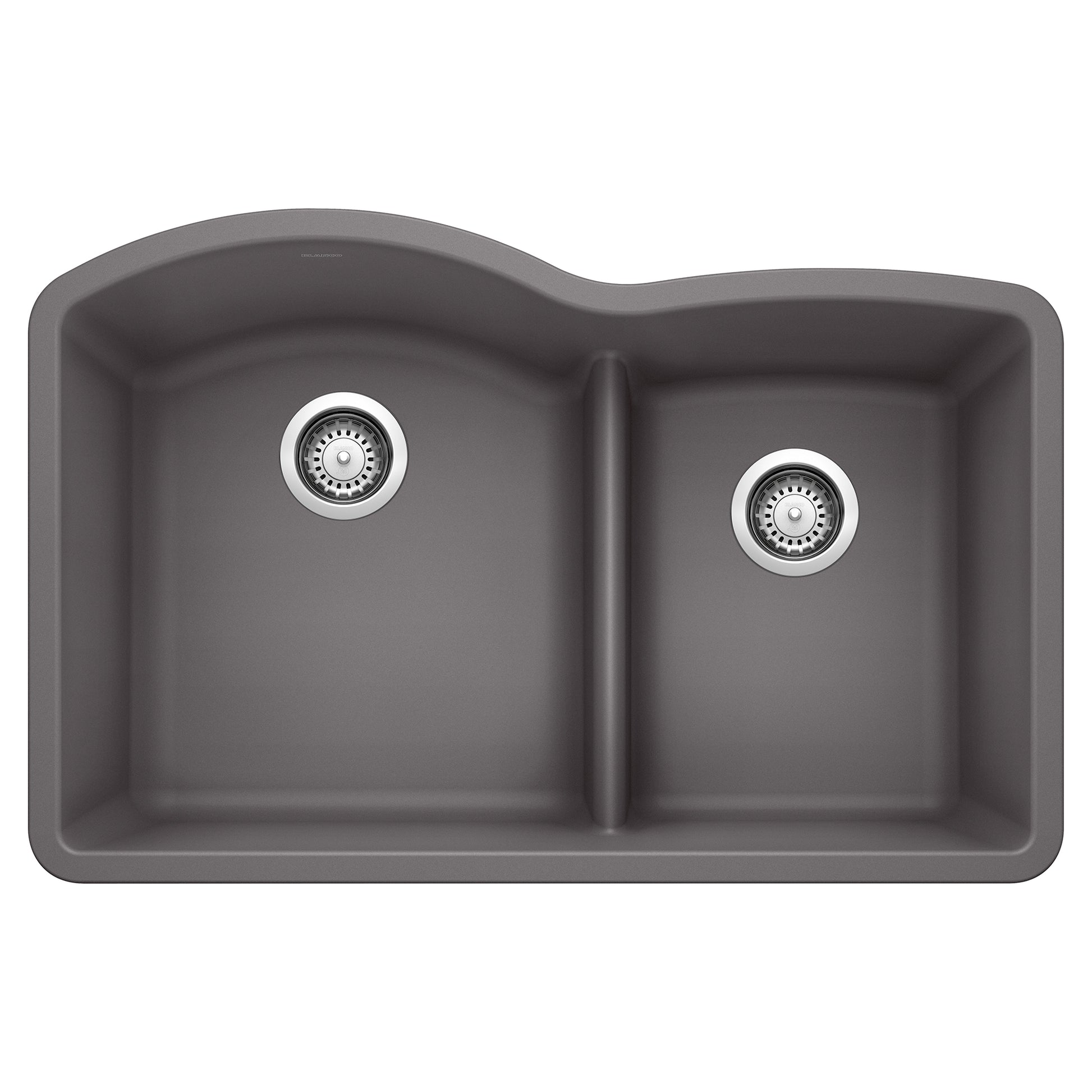 BLANCO 441591 Diamond Diamond SILGRANIT 32" 60/40 Double Bowl Undermount Kitchen Sink with Low Divide - Cinder in Cinder