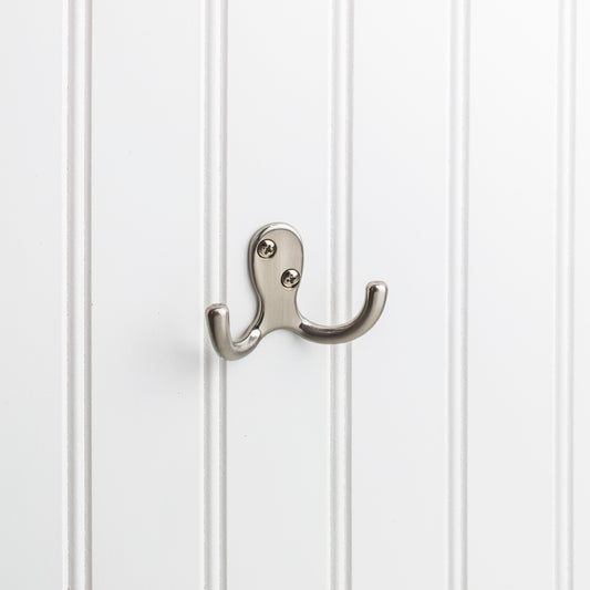ELEMENTS YD15-187SN Elements Wall Double Hook - Satin Nickel