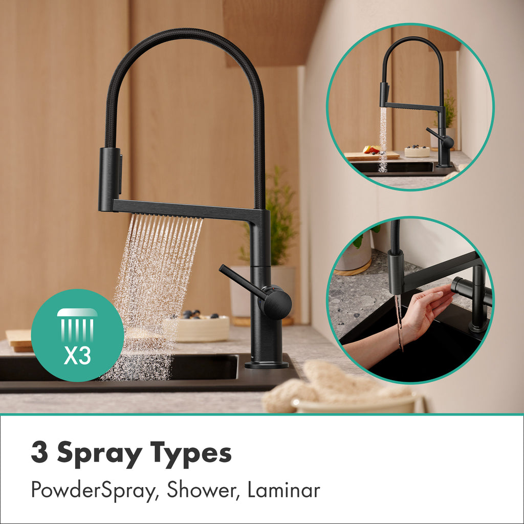 HANSGROHE 72861341 Talis N Semi-Pro PowderSpray Kitchen Faucet 1.75 GPM - Brushed Black Chrome