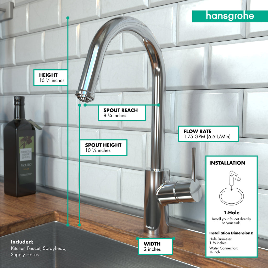HANSGROHE 14872001 Talis S² HighArc Kitchen Faucet, 1-Spray Pull-Down, 1.75 GPM - Chrome