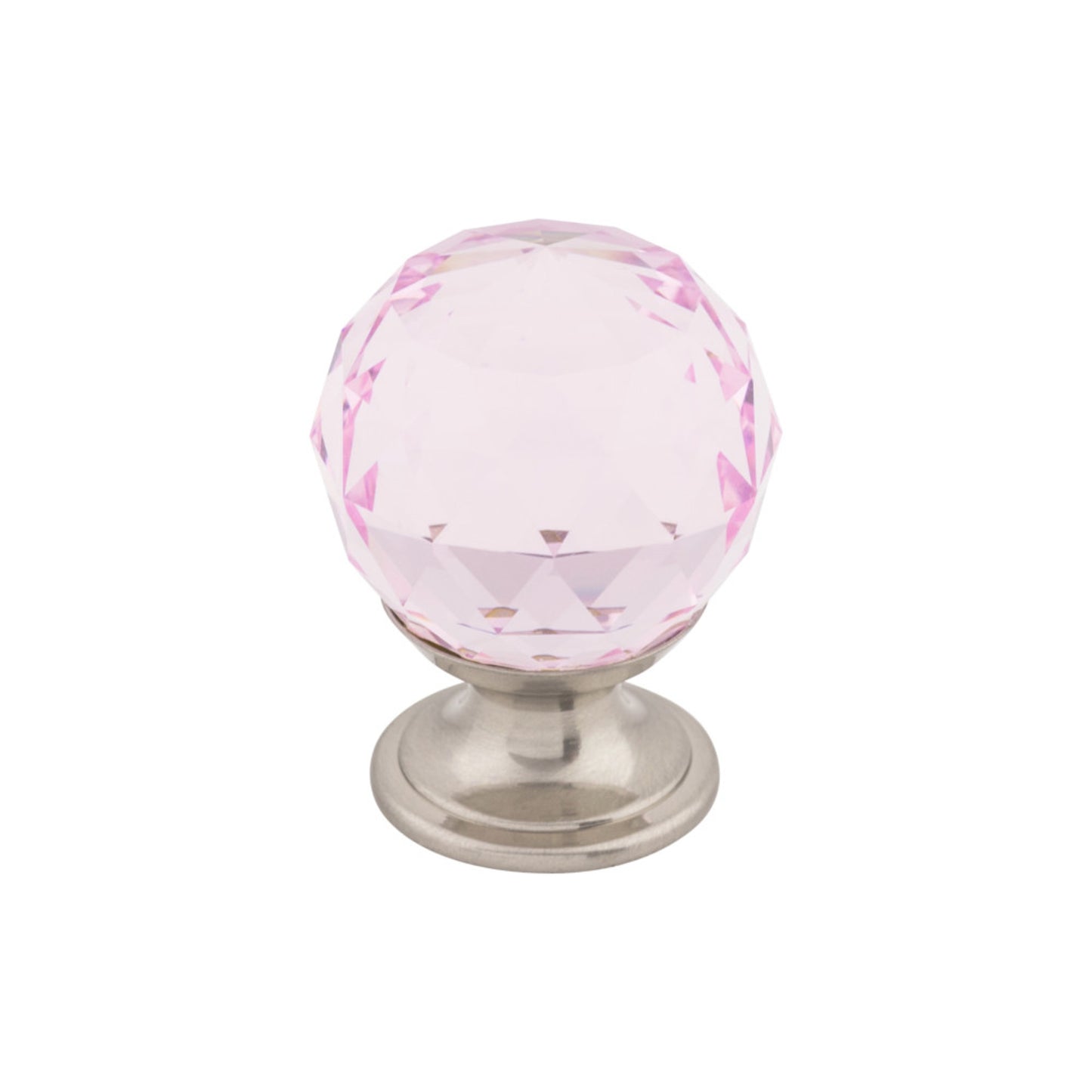 TOP KNOBS TK117BSN Pink Crystal 1 1/8" Diameter Round Knob - Brushed Satin Nickel