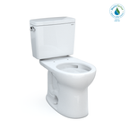 TOTO CST775CEFG#01 Drake Two-Piece Round 1.28 Gpf Universal Height Tornado Flush Toilet With Cefiontect - Cotton White