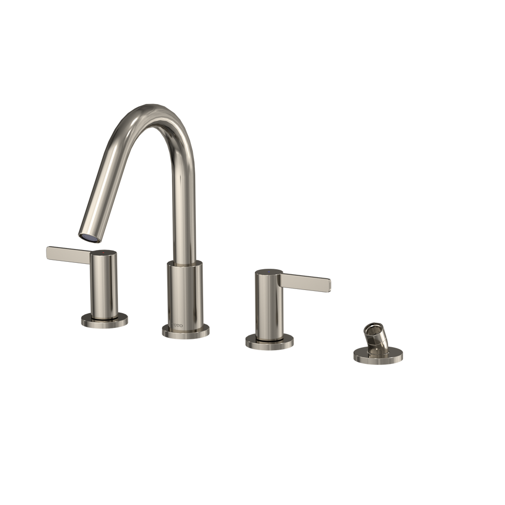 TOTO TBG11202UA#PN Gf Two Lever Handle Deck-Mount Roman Tub Filler Trim With Handshower - Polished Nickel