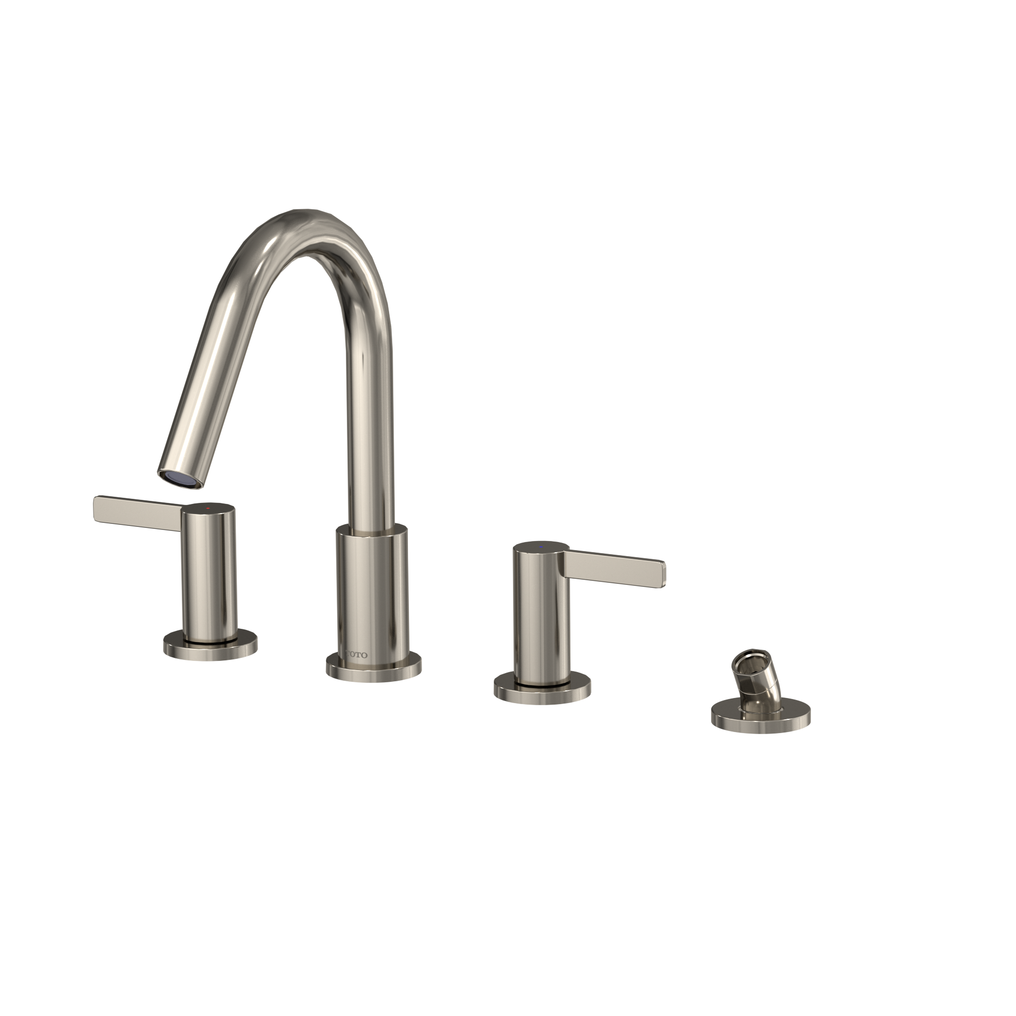 TOTO TBG11202UA#PN Gf Two Lever Handle Deck-Mount Roman Tub Filler Trim With Handshower - Polished Nickel