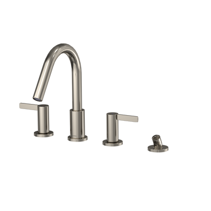 TOTO TBG11202UA#PN Gf Two Lever Handle Deck-Mount Roman Tub Filler Trim With Handshower - Polished Nickel