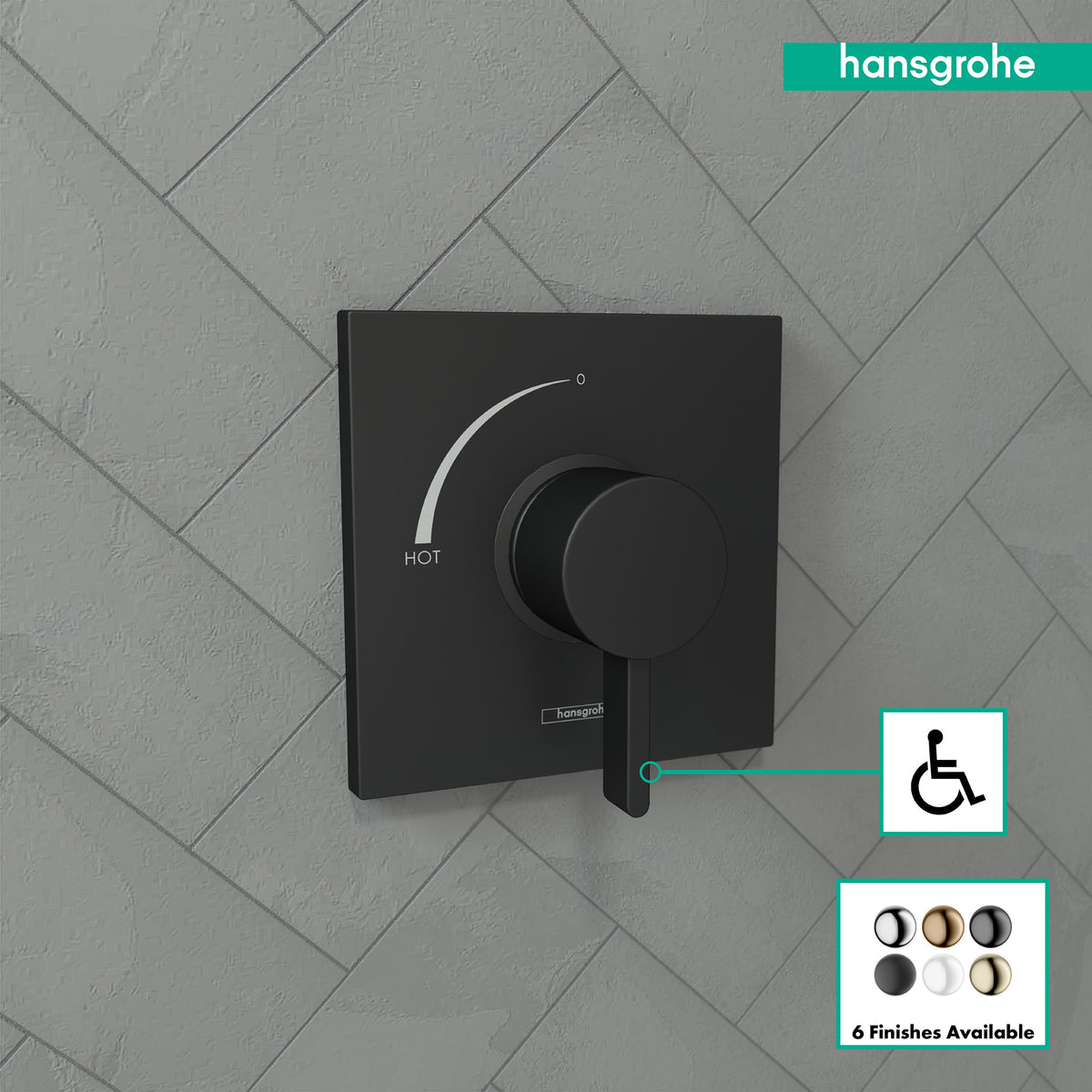 HANSGROHE 15724671 Ecostat Square Pressure Balance Trim - Matte Black