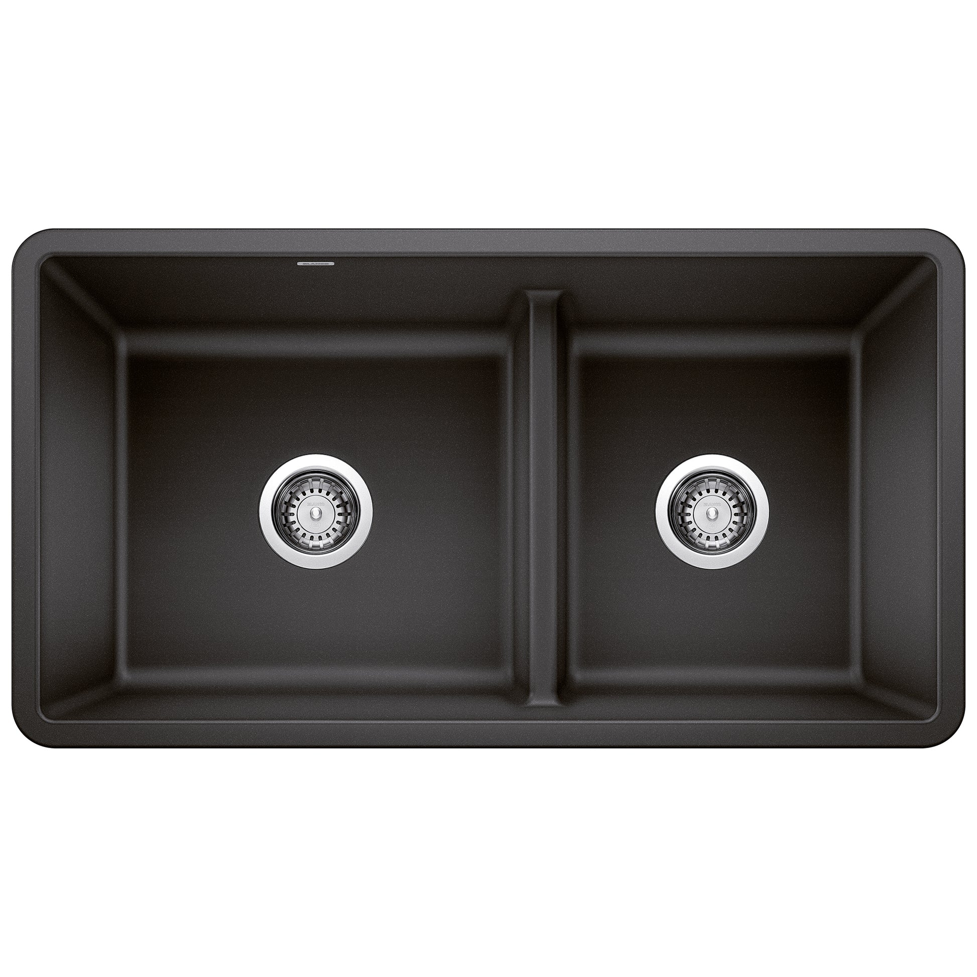 BLANCO 442525 Precis Precis SILGRANIT 33" 60/40 Reversible Double Bowl Undermount Kitchen Sink with Low Divide - Anthracite in Anthracite