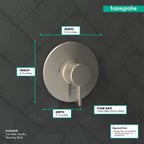 HANSGROHE 04233820 Ecostat Pressure Balance Trim S - Brushed Nickel