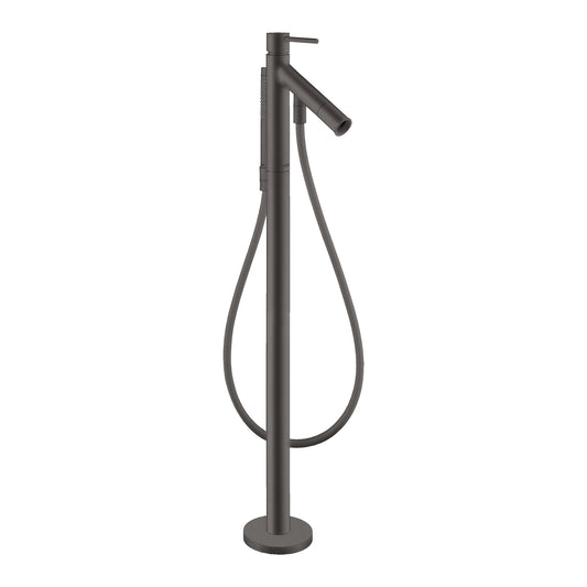 AXOR 10455341 Starck Freestanding Tub Filler Trim with Lever Handle and 1.75 GPM Handshower - Brushed Black Chrome