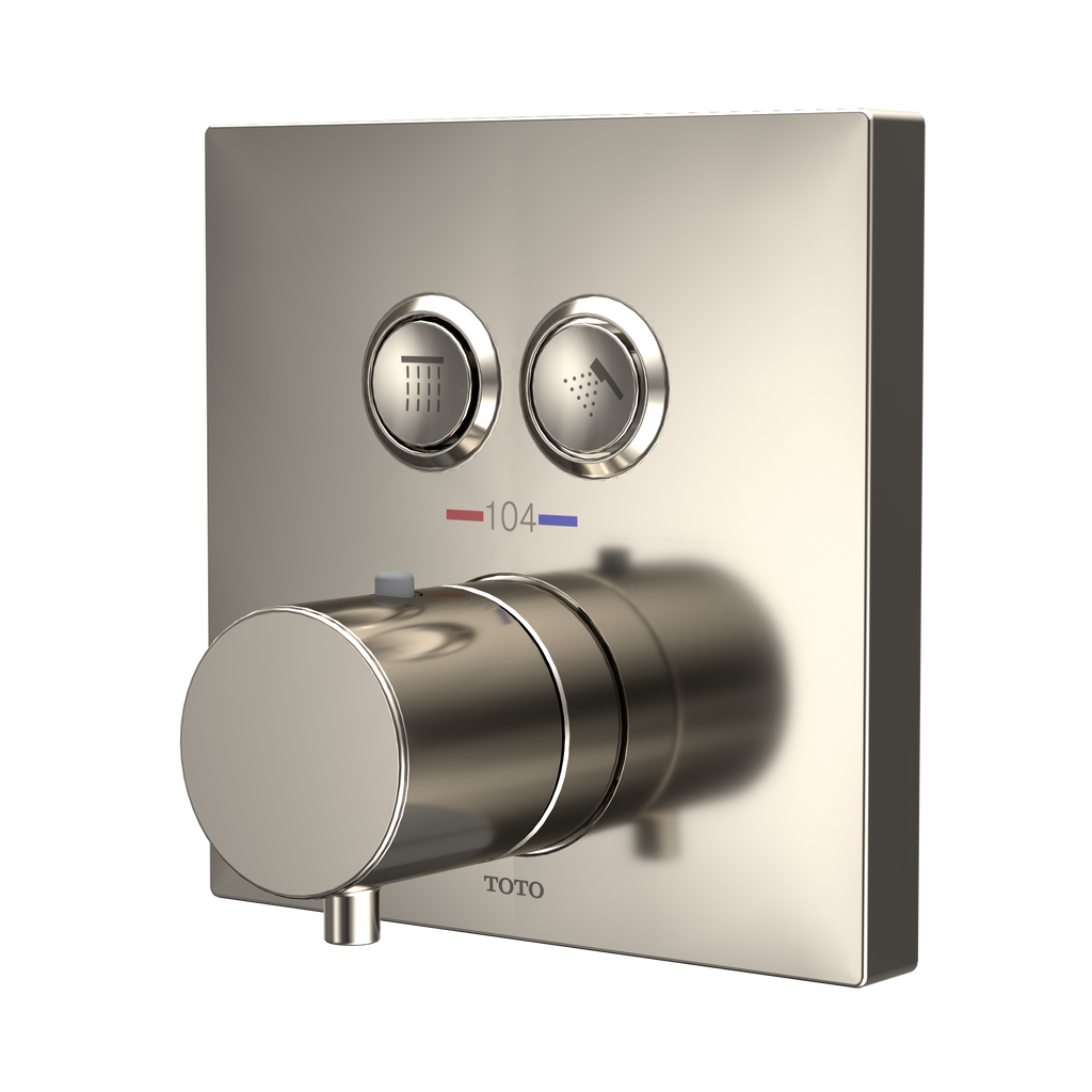 TOTO TBV02406U#PN Square Thermostatic Mixing Valve With 2-Function Shower Trim - Polished Nickel