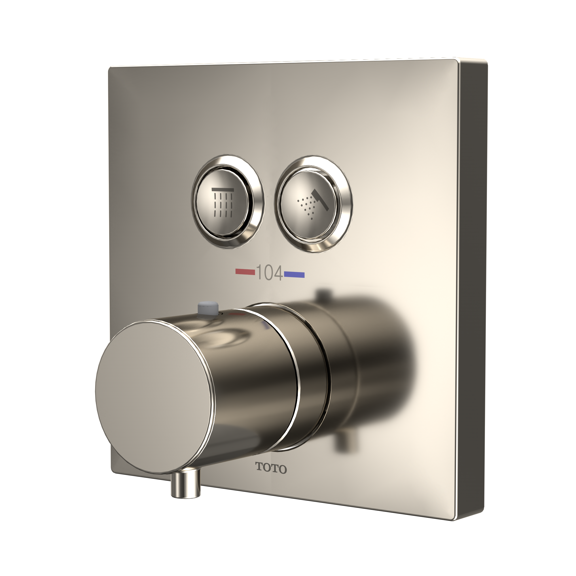 TOTO TBV02406U#PN Square Thermostatic Mixing Valve With 2-Function Shower Trim - Polished Nickel