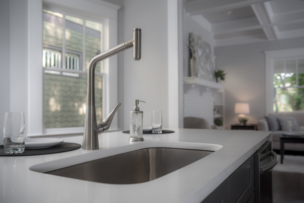 HANSGROHE 14884801 Metris Select HighArc Kitchen Faucet, 1-Spray Pull-Out, 1.75 GPM - Stainless Steel Optic
