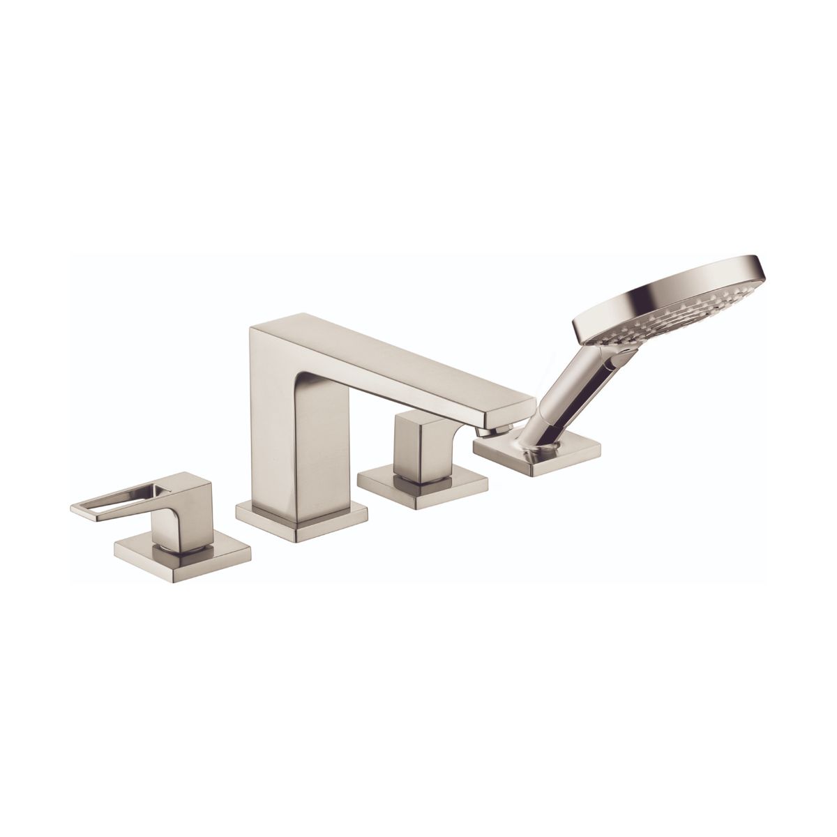 HANSGROHE 74555821 Metropol 4-Hole Roman Tub Set Trim with Loop Handles and 1.75 GPM Handshower - Brushed Nickel