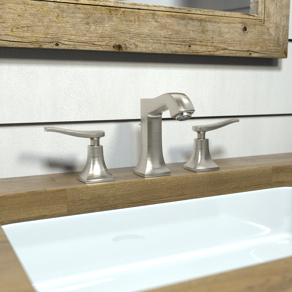 HANSGROHE 31073821 Metris C Widespread Faucet 100 with Pop-Up Drain, 1.2 GPM - Brushed Nickel