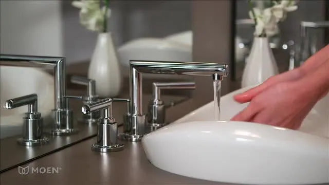 MOEN TS43002 Arris Two-Handle Low Arc Bathroom Faucet - Chrome