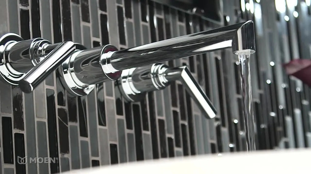 MOEN TS43003BL Arris  Two-Handle Wall Mount Bathroom Faucet In Matte Black