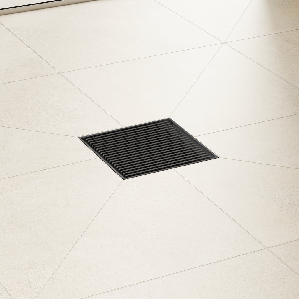 HANSGROHE 56136801 RainDrain Brilliance Point Drain Set 6"x 6" Trim with Height Adjustable Frame and Rough - Brushed Stainless Steel