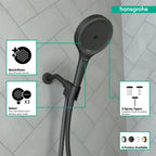 HANSGROHE 26914671 Rainfinity Handshower Set 130 3-Jet, 1.75 GPM - Matte Black