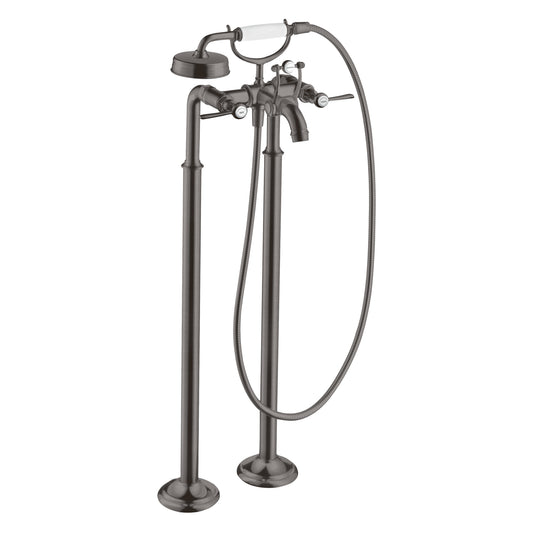 AXOR 16563341 Montreux 2-Handle Freestanding Tub Filler Trim with Lever Handles and 1.8 GPM Handshower - Brushed Black Chrome