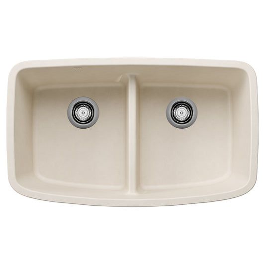 BLANCO 443089 Valea Valea SILGRANIT 32" 50/50 Double Bowl Undermount Kitchen Sink with Low Divide - Soft White in Soft White